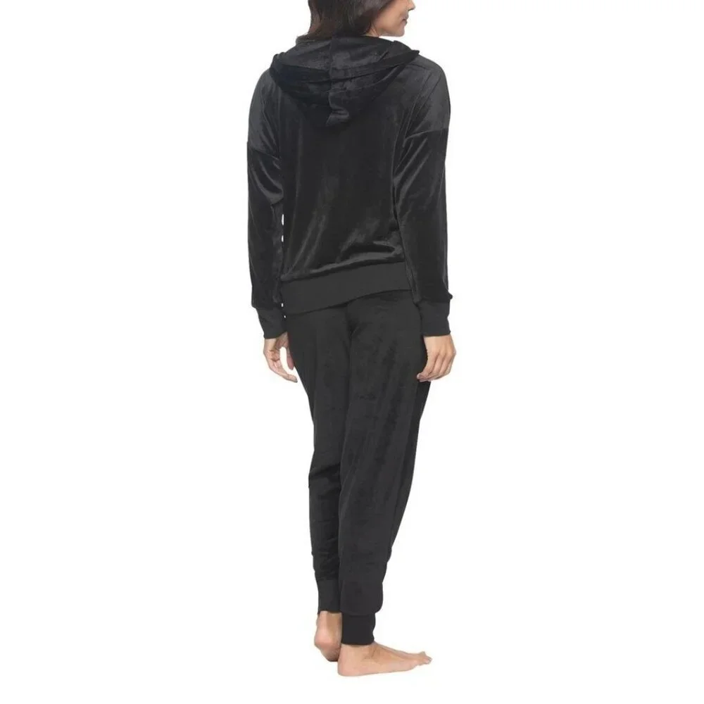 Felina Women's M Velour Hoodie & Jogger Set Black L1276